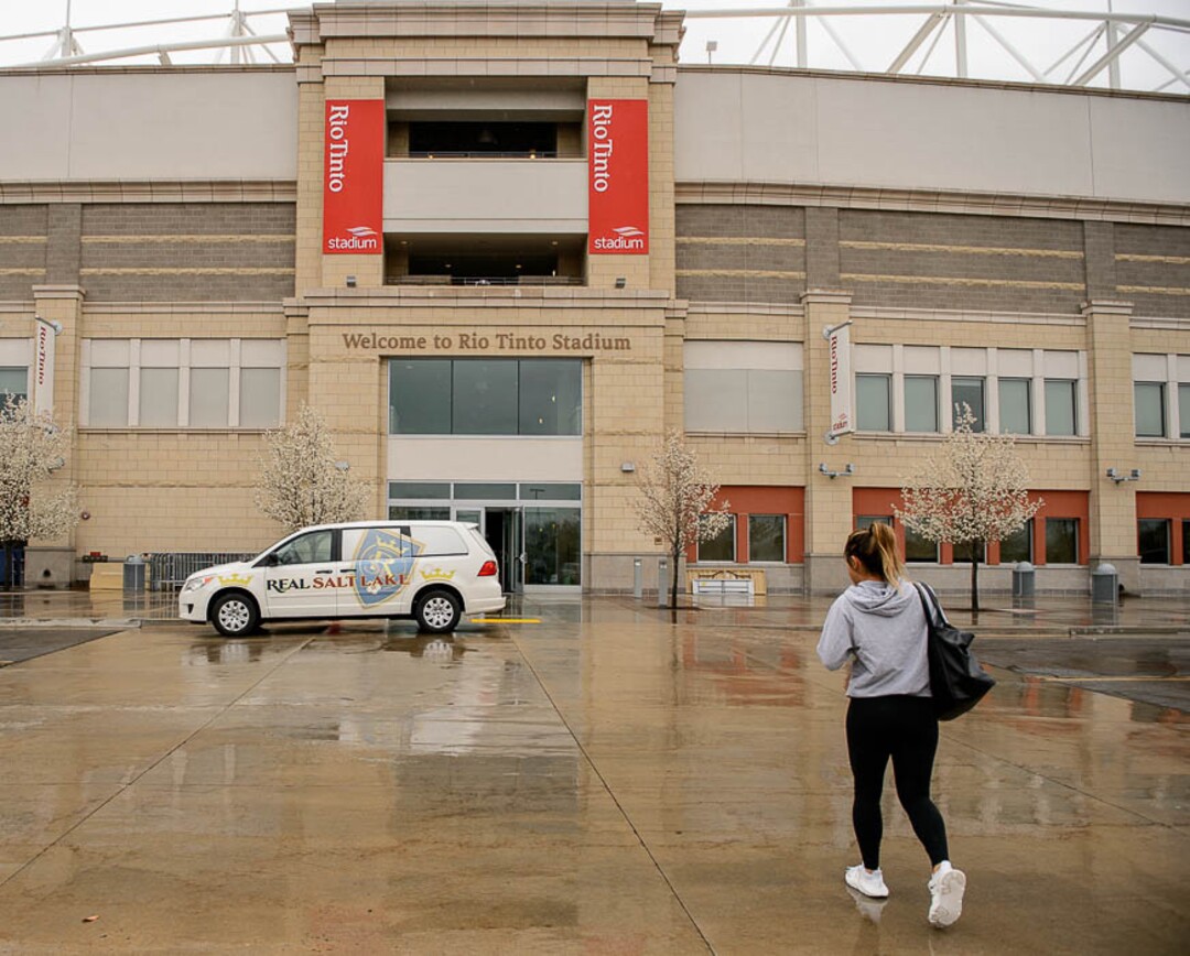 (Trent Nelson | The Salt Lake Tribune)Utah Royals midfielder Lo’eau LaBonta arrives at Rio Tinto Stadium in Sandy, Friday April 6, 2018.