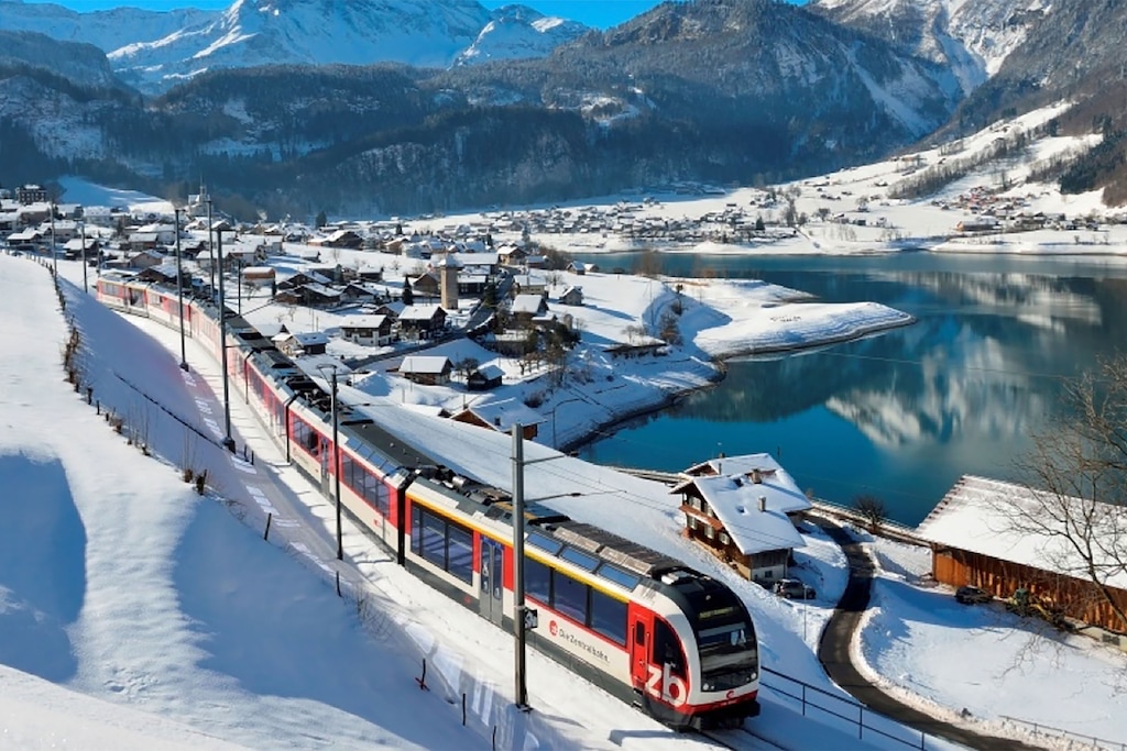 (Courtesy of Stadler Rail) This image shows what a cog railway might look like in Little Cottonwood Canyon. A $1 billion proposal to run such a line from La Caille restaurant to Alta Ski Resort is being considered among traffic-solution options by the Central Wasatch Commission, a canyon planning board.