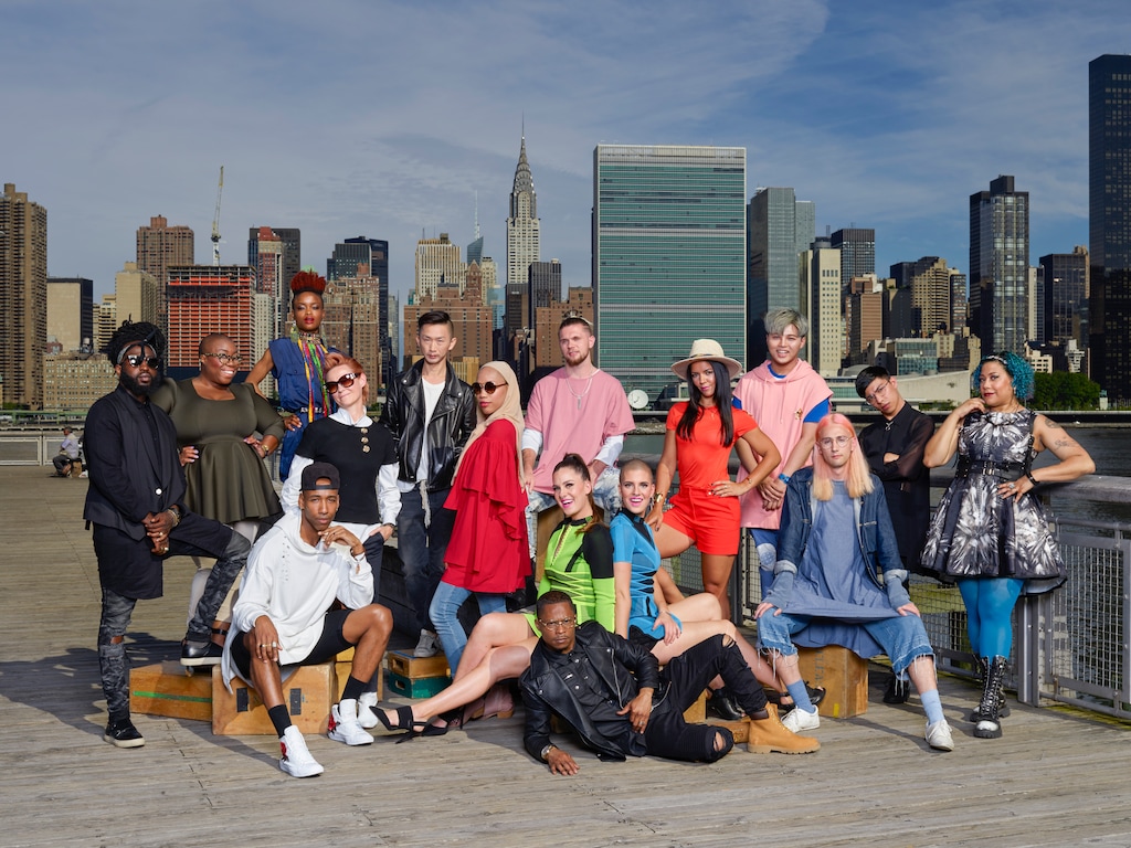 (Photo: Barbara Nitke/Lifetime) The contestants on Season 16 of “Project Runway” are (standing, from left)) Kudzanai Karidza, Kenya Freeman, Batani-Khalfani, Amy Bond, Kentaro Kameyama, Ayana Ife, Brandon Kee, Margarita Alvarez, Cha Cha, Michael Brambila and Samantha Rei. And (seated, from left) Sentell McDonald, Claire Buitendorp, Shawn Buitendorp and Aaron Myers. And (front and center) Deyonté Weather.