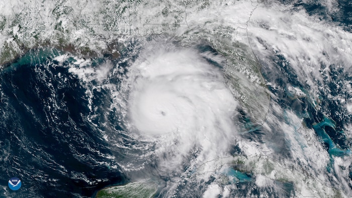 (NOAA | The Associated Press) This Tuesday, Oct. 9, 2018 satellite image provided by NOAA shows Hurricane Michael, center, in the Gulf of Mexico.