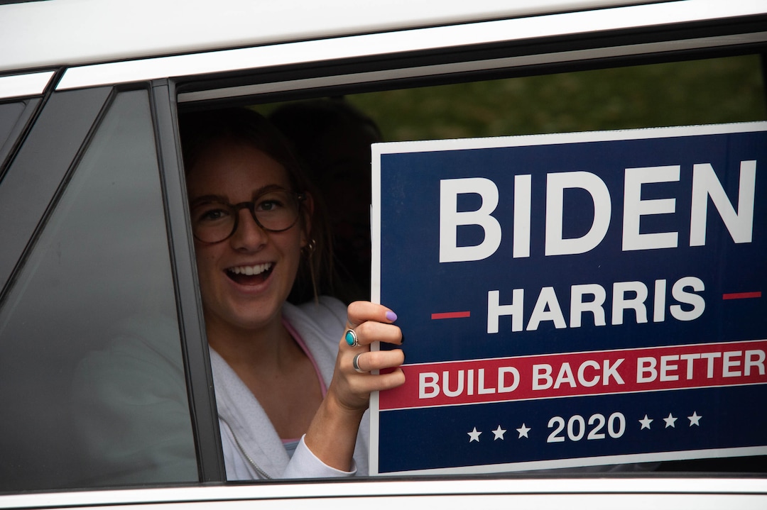 (Francisco Kjolseth  |  The Salt Lake Tribune) Supporters of President-elect Joe Biden celebrate at Liberty Park on Saturday, Nov. 7, 2020, in Salt Lake City.