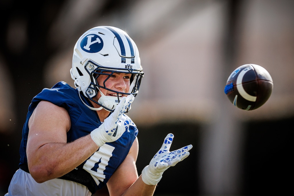 (Aaron Cornia | BYU Athletics) Cade Uluave is expected to be a part of one of the best groups of linebackers in the Big 12.