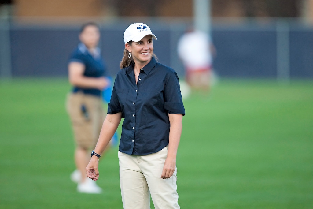 (Jaren Wilkey  |  BYU) Jennifer Rockwood is the coach of BYU women's soccer team. She is in her 16th season, building a nationally ranked program.