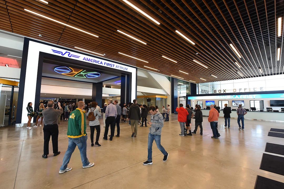 (Francisco Kjolseth  |  The Salt Lake Tribune)  The Jazz unveil renovations for the arena, starting with the J-Note statue and then offering self-guided tours of the venue on Tuesday, Sept. 26, 2017. The arena features new seats, new concourse areas, new anchor restaurants and open spaces for more social experiences at Jazz games and events.