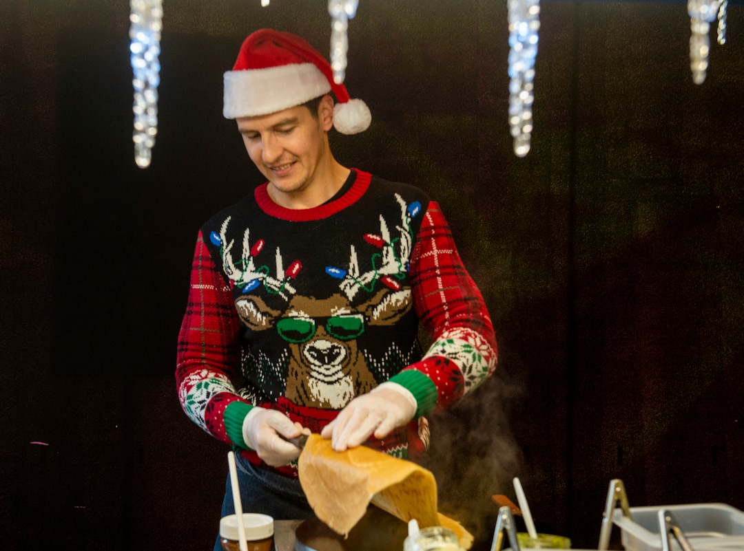 (Rick Egan  |  The Salt Lake Tribune)       Ivan Blahovic cooks a crepe at the second annual Made in Utah Winter Fest at The Gateway.  The free festival includes local artists, musicians, artisans, breweries, distilleries, food trucks, and other local businesses, to help promote shopping locally for holidays. The Utah Winter Fest continues December 21 & 22. Sunday, Dec. 15, 2019.