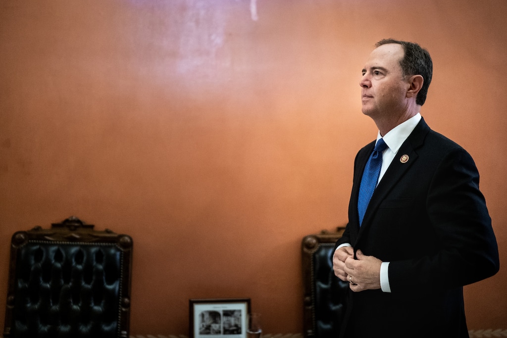 (Erin Schaff | The New York Times) Rep. Adam Schiff (D-Calif.), the chairman of the House Intelligence Committee, on Capitol Hill in Washington, Oct. 2, 2019. Schiff learned about the outlines of a CIA officer’s concerns that President Donald Trump had abused his power days before the officer filed a whistleblower complaint, according to a spokesman and current and former American officials.