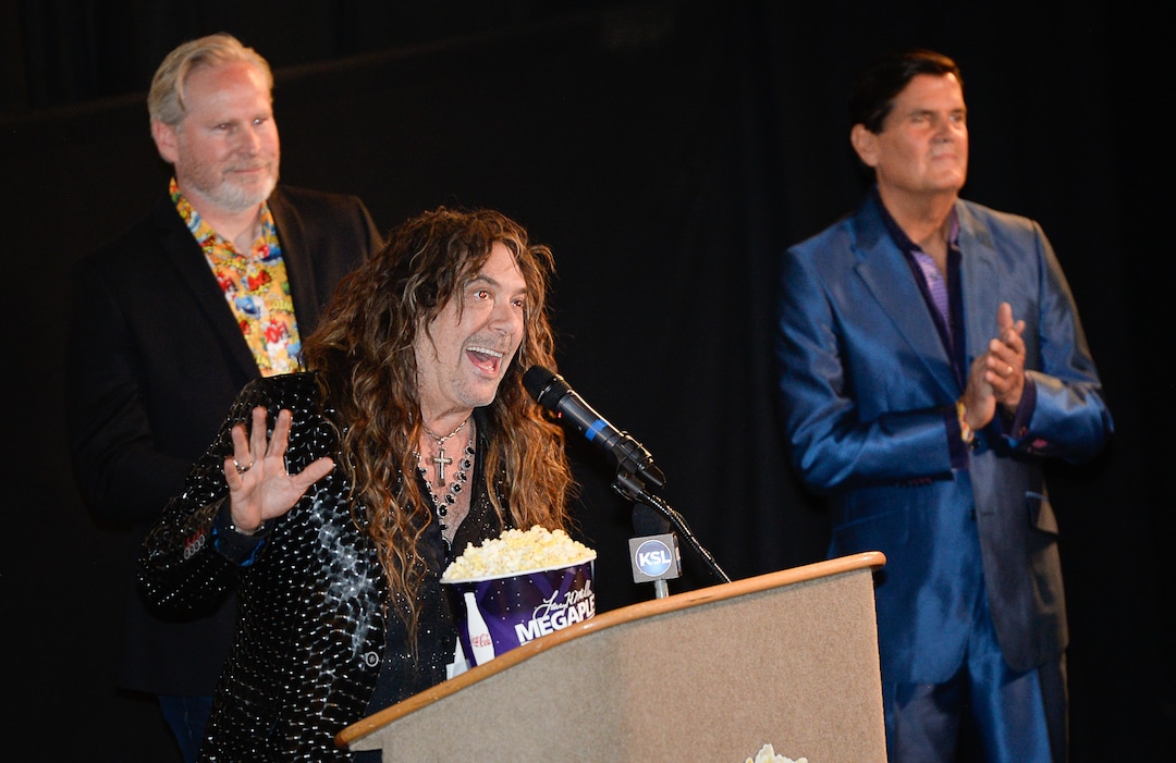 (Francisco Kjolseth  |  The Salt Lake Tribune)  Voice actor Jess Harnell, center, joins producers Dan Farr, left, and Bryan Brandenburg as they take the spotlight for FanX's twice-annual "press conference," which draws cosplayers to Megaplex Jordan Commons in Sandy on Wed. June 12, 2019, for the announcement of the event's celebrity visitors.