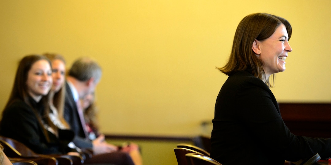 (Steve Griffin  |  The Salt Lake Tribune) Utah Supreme Court nominee Paige Petersen answers questions during her Senate Judicial Confirmation committee hearing at the State Capitol in Salt Lake City Monday November 13, 2017. Paige was joined by family and friends during the hearing.