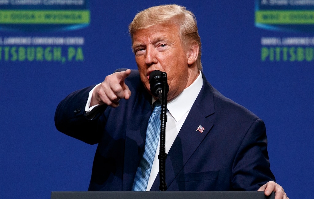 (Evan Vucci | AP file photo) President Donald Trump speaks at the 9th annual Shale Insight Conference at the David L. Lawrence Convention Center on Wednesday, Oct. 23, 2019, in Pittsburgh.