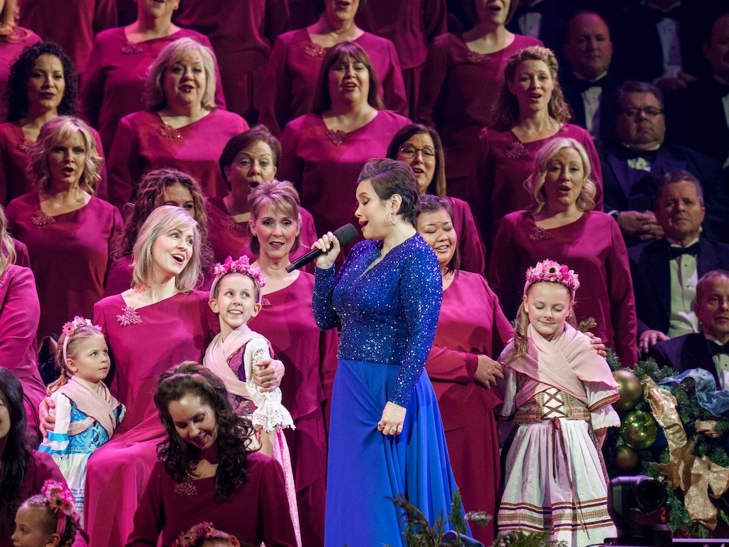 (Leah Hogsten | The Salt Lake Tribune) Broadway singer and actress Lea Salonga joins The Tabernacle Choir and Orchestra at Temple Square at Thursday's Christmas concert at the Conference Center in Salt Lake City, Dec. 15, 2022.