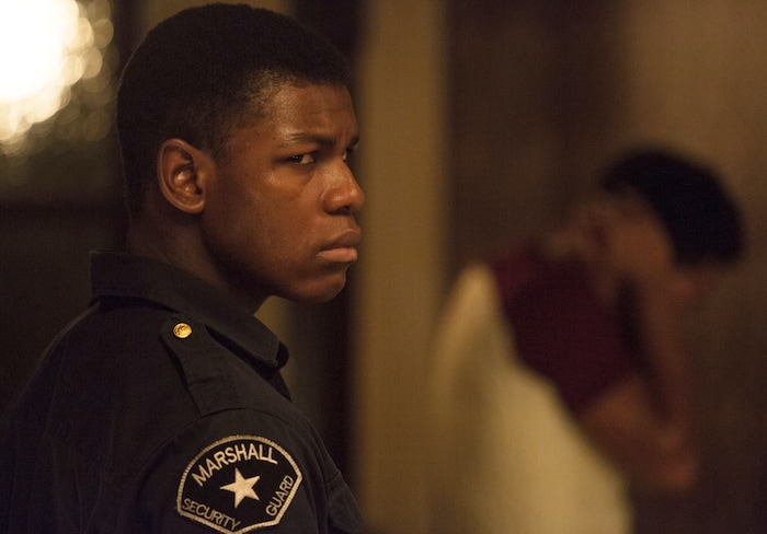 This image released by Annapurna Pictures shows John Boyega in a scene from "Detroit." (Francois Duhamel/Annapurna Pictures via AP)