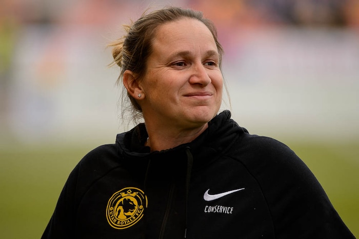 (Trent Nelson | The Salt Lake Tribune)
Utah Royals vs. Washington Spirit, soccer at Rio Tinto Stadium in Sandy, Saturday May 5, 2018. Royals coach Laura Harvey.