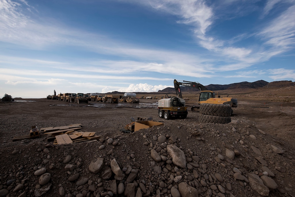 (photo courtesy Chris Federer)  Initial construction on Promontory Landfill underway at Promontory Point.