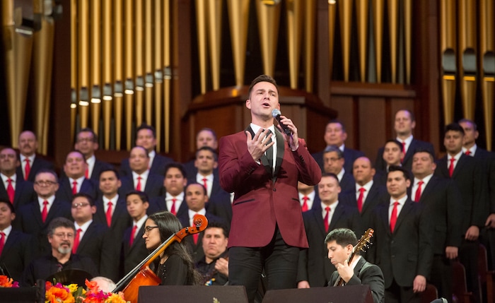 (Rick Egan  |  The Salt Lake Tribune)  Alejandro Melecio sings during a rehearsal for “Luz de las Naciones", an annual cultural celebration for Latino youth hosted by the LDS Church, Saturday, Feb. 24, 2018.