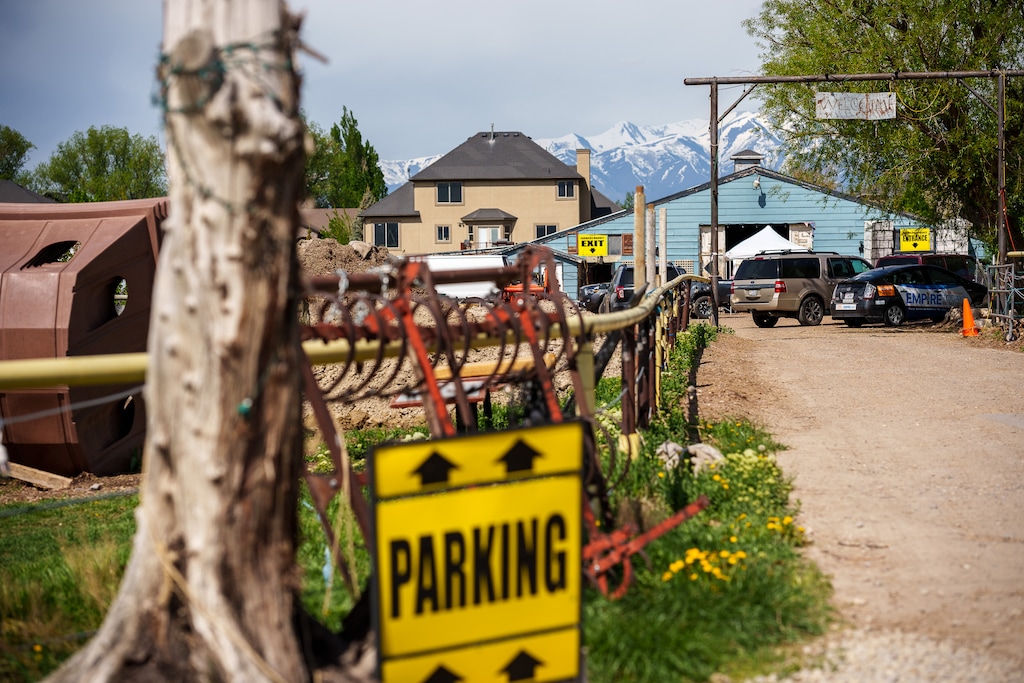 (Trent Nelson | The Salt Lake Tribune) The Lehi Farmers Market operates in Utah County on Saturday, May 13, 2023. The property also has an RV park and has hosted a petting zoo, tractor rides, fireworks shows and more. But it isn’t permitted for many of those attractions, a county official said.