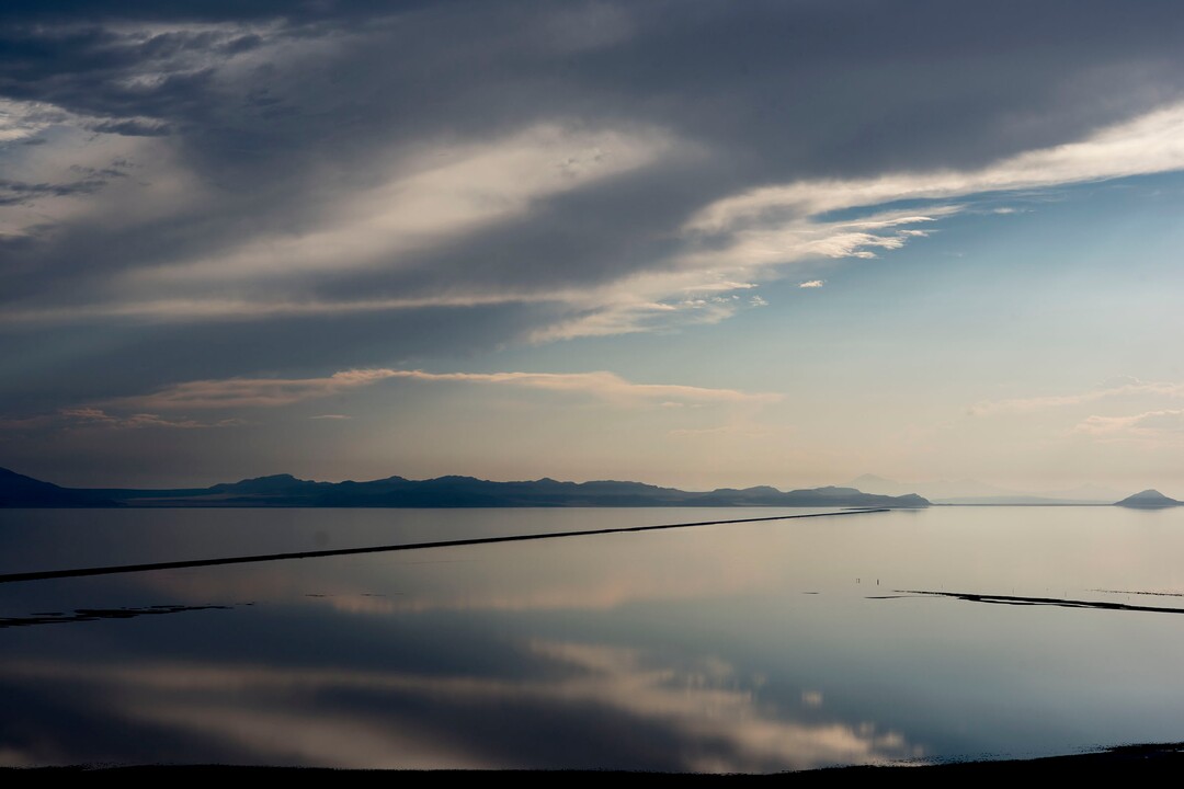 (photo courtesy Chris Federer)  A view of the Great Salt Lake causeway facing west from the landfill site. Hundreds of millions of tons of industrial waste would be brought to the landfill over Union Pacific railroad lines, according to documents submitted to the state by the company.