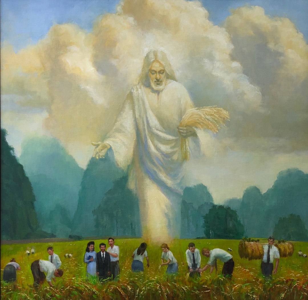 (Mike Stack for The Salt Lake Tribune) Original painting representing the LDS Church in Vietnam. It depicts the first members, missionaries and distinctive Vietnamese landscape.