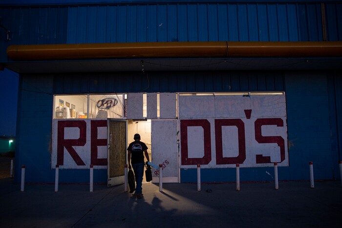 (Adriana Zehbrauskas | The New York Times) Redd’s Event Center, the site of the Bad Country Music Festival, in Shiprock, N.M., Nov. 9, 2019. At highway honky-tonks, casino lounges and far-flung dance halls, a form of music that many associate with rural white America is flourishing in the heart of Indian country, and no tribe have put their own stamp on country music quite like the Navajo.