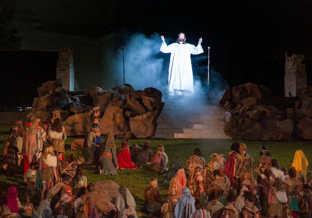 (Rick Egan  |  The Salt Lake Tribune)    Christ appears in America during the Miracle Pageant in Manti Wednesday, June 12, 2019. The final run for the pageant continues through Saturday, June 22.