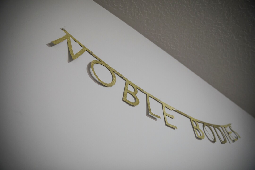 (Clark Clifford  |  For The Salt Lake Tribune) A Noble Bodies decoration hanging in the band's rehearsal space in Orem on Saturday, Aug. 3, 2019.