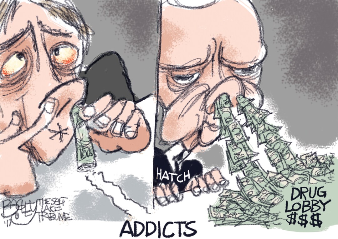 (Pat Bagley | The Salt Lake Tribune) This Pat Bagley cartoon, titled "Orrin's Drug Problem," appears in The Salt Lake Tribune on Wednesday, Oct. 18, 2017.