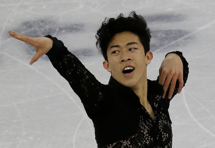 Nathan Chen of the United States competes in the Men Short Program at the ISU Four Continents Figure Skating Championships in Gangneung, South Korea, Friday, Feb. 17, 2017. (AP Photo/Ahn Young-joon)