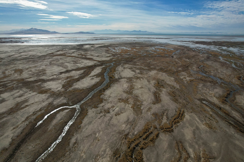 (Francisco Kjolseth  | The Salt Lake Tribune) North and South Fork of the Weber at the Great Salt Lake on Wednesday, Nov. 20, 2024.