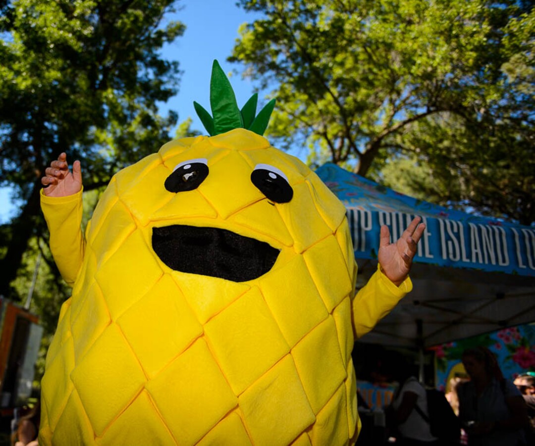 (Trent Nelson | The Salt Lake Tribune)The Salty Pineapple appears in front of the food truck of the same name at the fourth annual Food Truck Face-Off in Salt Lake City's Liberty Park, Saturday June 30, 2018.