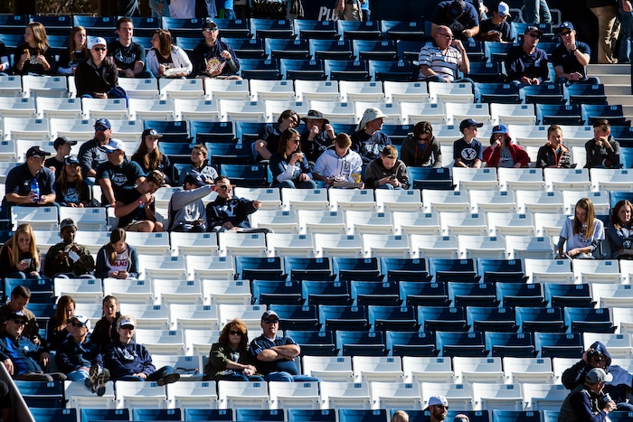 (Chris Detrick  |  The Salt Lake Tribune)  BYU fans before the game against San Jose State at LaVell Edwards Stadium Saturday, October 28, 2017.  
