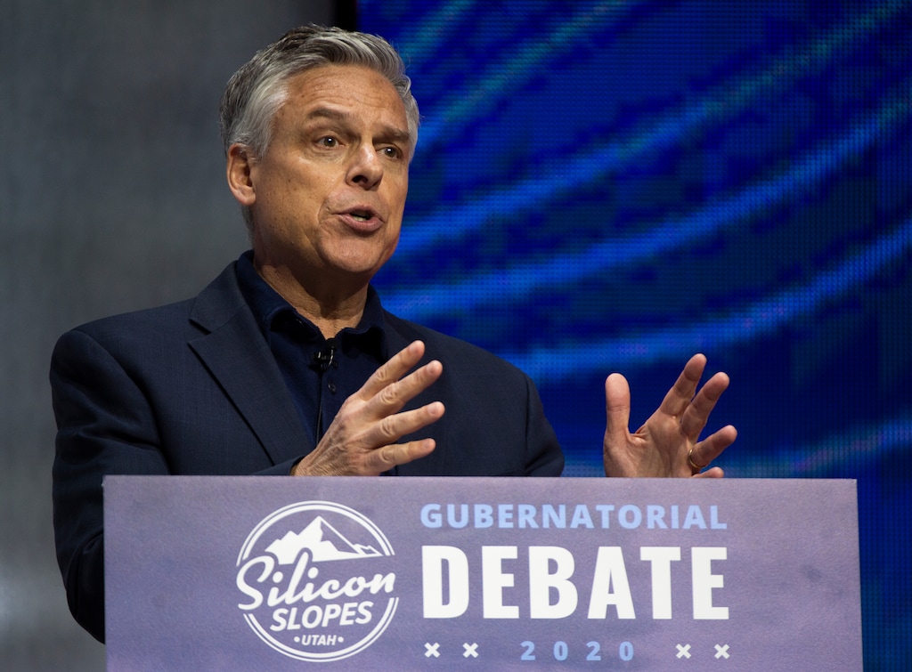 (Rick Egan  |  The Salt Lake Tribune)  Former Gov. Jon Huntsman answers a question during the gubernatorial debate at the 2020 Silicon Slopes Tech Summit, at the Salt Palace Convention Center, Friday, Jan. 31, 2020.