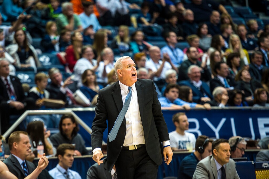 Chris Detrick  |  The Salt Lake TribuneBrigham Young Cougars head coach Dave Rose during the game against San Francisco Dons at the Marriott Center Thursday January 12, 2017. 