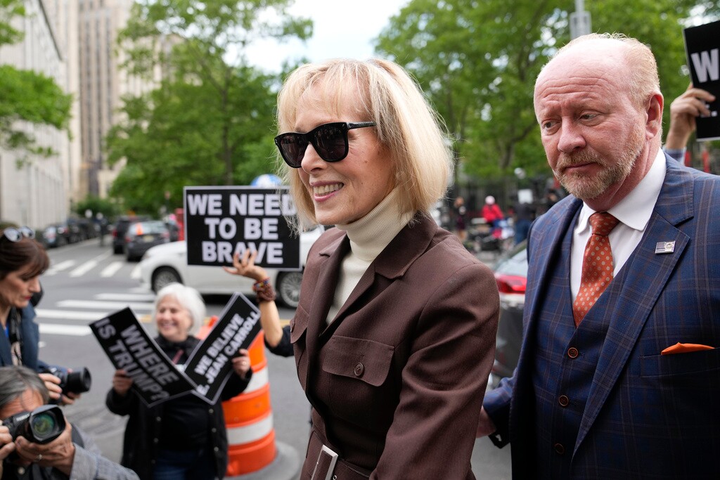 (John Minchillo | AP Photo) E. Jean Carroll arrives at Manhattan federal court, Tuesday, May 9, 2023, in New York. A jury in New York City is set to begin deliberations in a civil trial over Carroll’s claims that Donald Trump raped her in a luxury Manhattan department store.