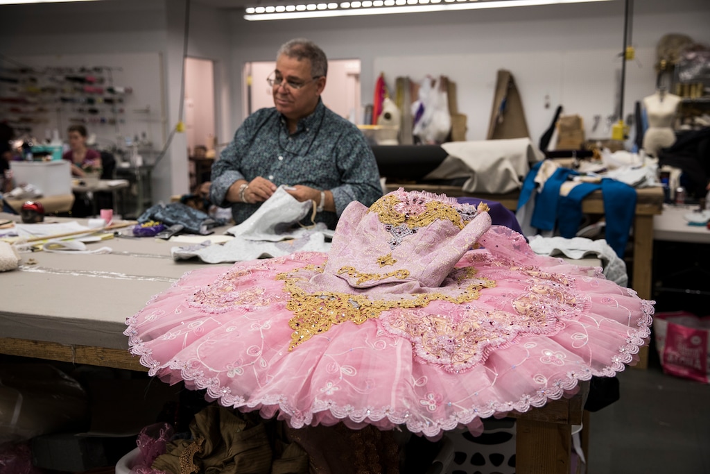 (Photo courtesy of Ballet West) David Heuvel, director of costume production for Ballet West, works on a costume for a sugar-plum fairy in the troupe's production of "The Nutcracker" in 2017. Ballet West announced on Aug. 5, 2020, that Heuvel is retiring after 41 years with the company.