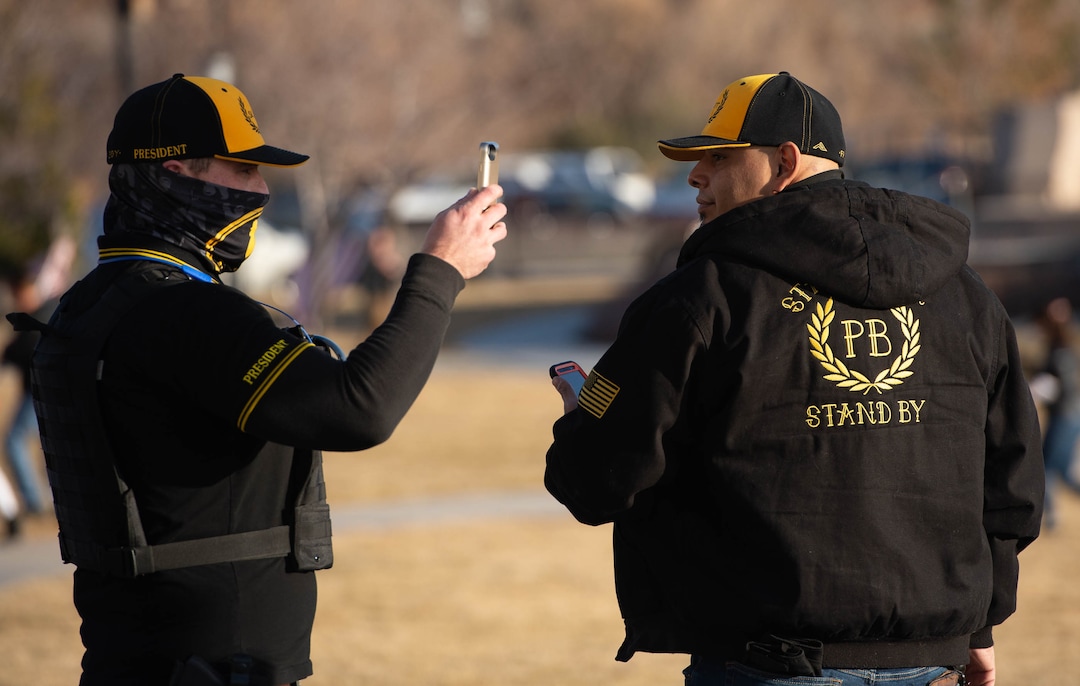 (Francisco Kjolseth  | The Salt Lake Tribune) Members of the Proud Boys, a far-right, neo-fascist organization, join other Trump supporters listening to speeches at the State Capitol in Salt Lake City on Wednesday, Jan. 6, 2021.
