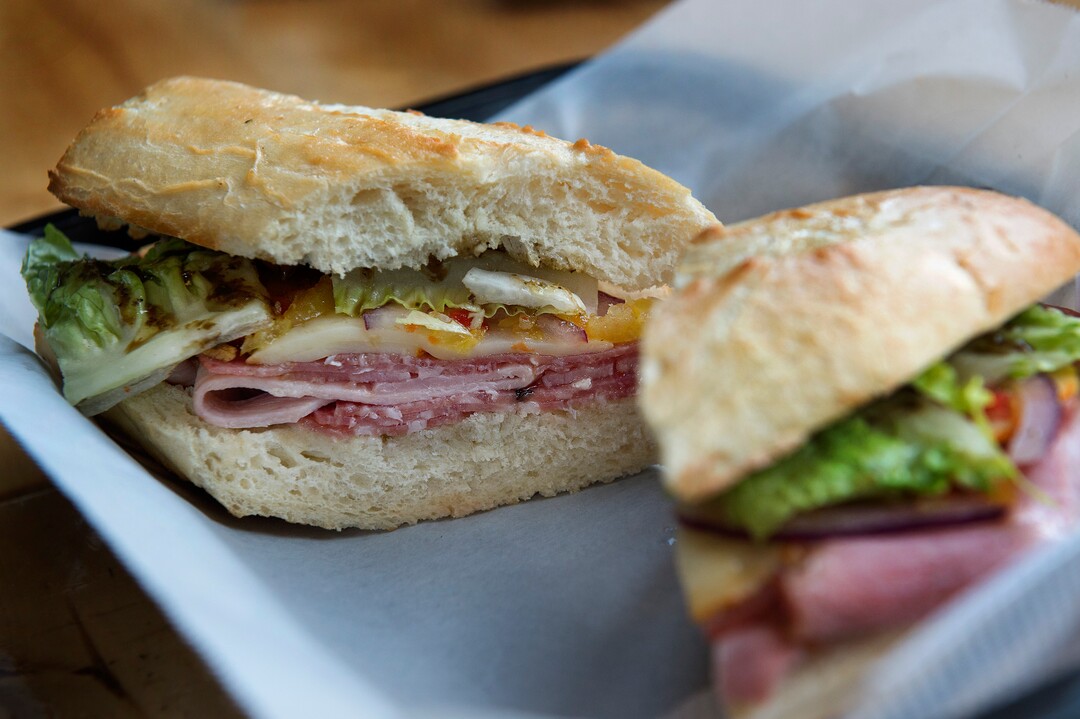 (Scott Sommerdorf   |  The Salt Lake Tribune)   The Hot Italian Sandwich at The Back Door Deli in Park City.
