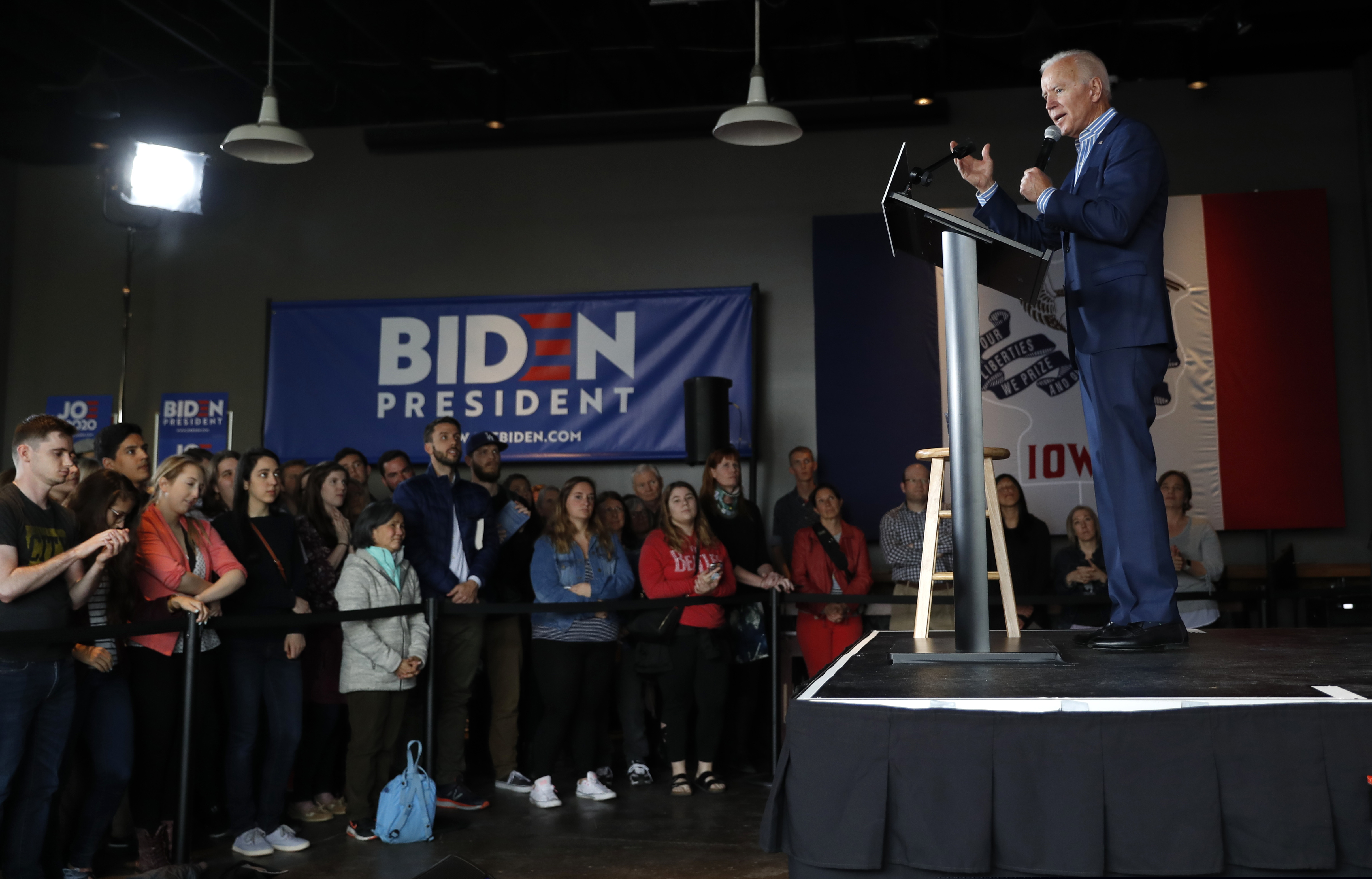 (Charlie Neibergall | Associated Press file photo)  Former Vice President and Democratic presidential candidate Joe Biden speaks during a rally Wednesday, May 1, 2019, in Iowa City, Iowa.