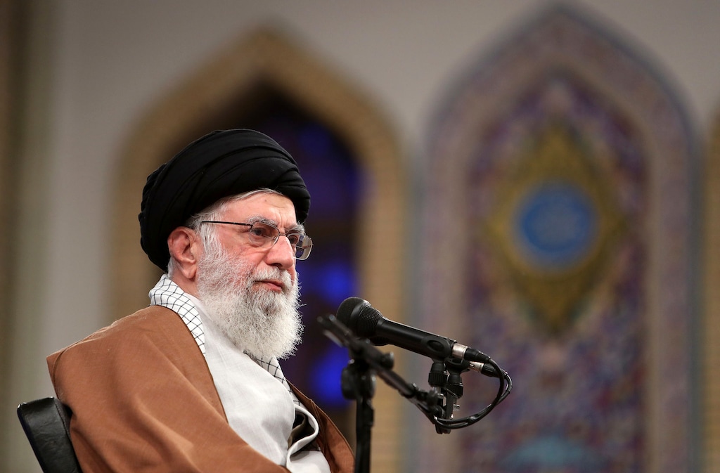 (Office of the Iranian Supreme Leader via AP) Supreme Leader Ayatollah Ali Khamenei attends a meeting with thousands of students in Tehran, Iran, Sunday, Nov. 3, 2019. Khamenei said his country has outmaneuvered the United States in the four decades since the 1979 Islamic Revolution.