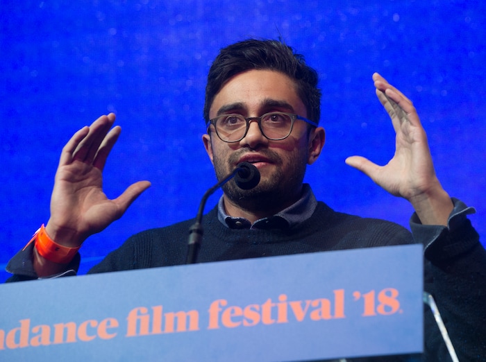 (Rick Egan  |  The Salt Lake Tribune)     Alexandra Shiva accepts the Next Audience Award for Search, at the 2018 Sundance Film Festival Awards Night, Saturday, January 27, 2018.


