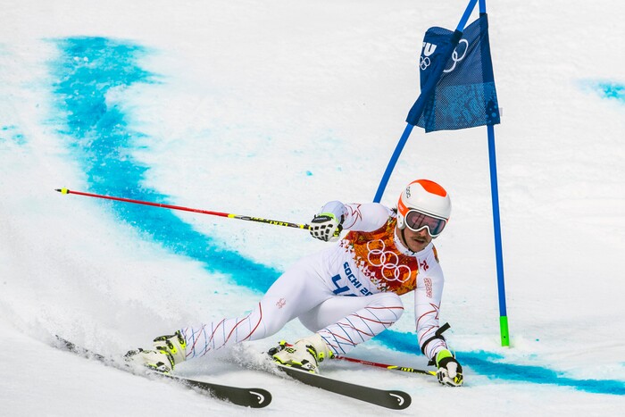 KRASNAYA POLYANA, RUSSIA  - JANUARY 19:
Jared Goldberg competes in the Men's Giant Slalom at Rosa Khutor Alpine Center during the 2014 Sochi Olympics Wednesday February 19, 2014. Goldberg finished in 19th place with a time of 2:47.48.
(Photo by Chris Detrick/The Salt Lake Tribune)
