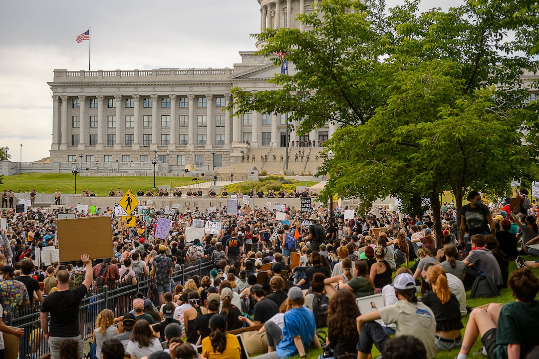 (Trent Nelson  |  The Salt Lake Tribune) Protesters rally against police brutality at the State Capitol in Salt Lake City on Thursday, June 4, 2020.
