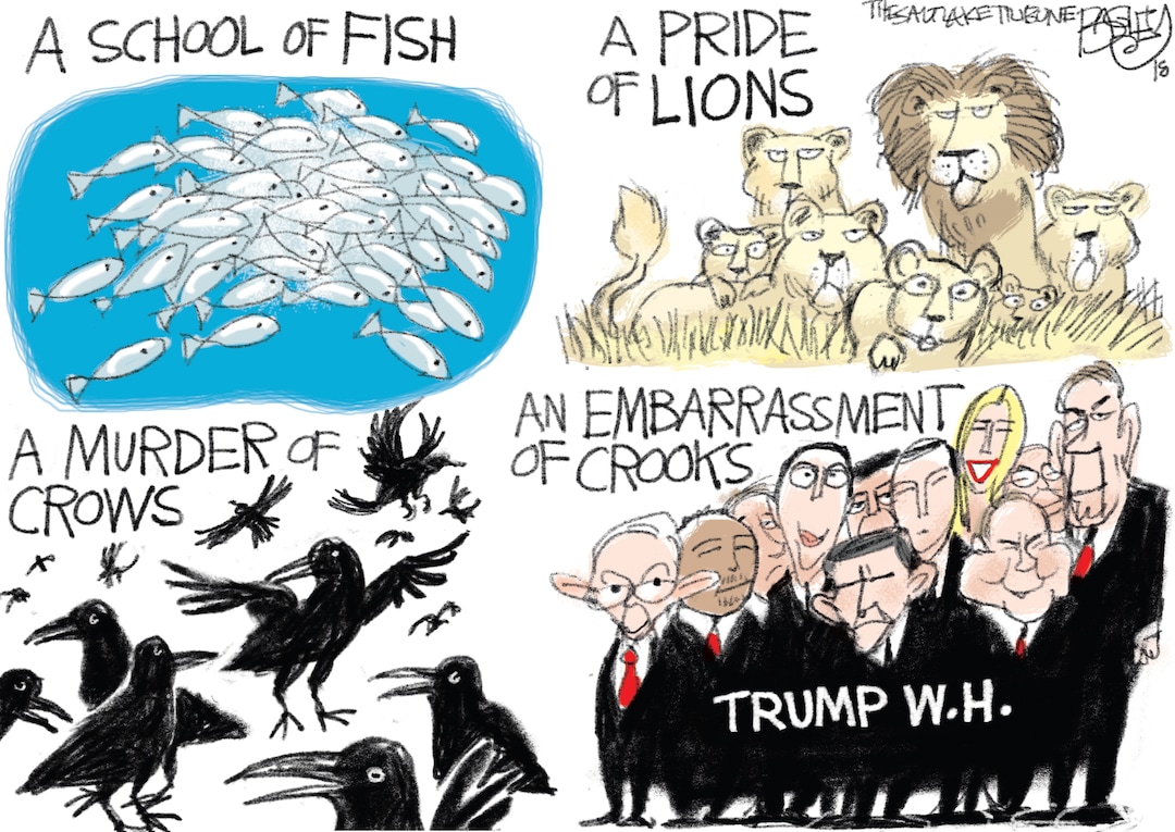 (Pat Bagley | The Salt Lake Tribune) This Pat Bagley cartoon, titled “A Murder of Crows,” appears in The Salt Lake Tribune on Sunday, July 1, 2018.