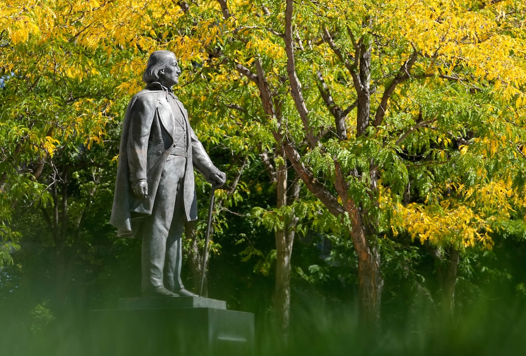 (Francisco Kjolseth | The Salt Lake Tribune) A statue of Brigham Young on the BYU campus on Friday, Sept. 23, 2022.