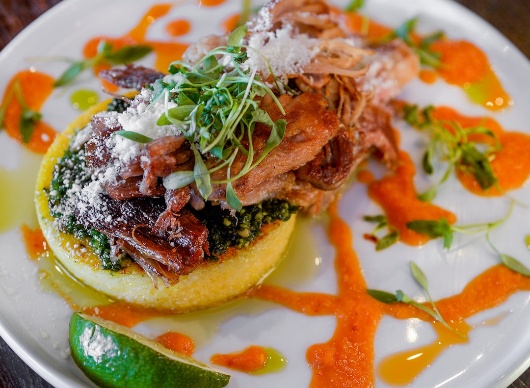 (Leah Hogsten  |  The Salt Lake Tribune) The dish of the week is Cotton KitchenÕs Knife and Fork Tamale made with braised pork salsa roja, cotija cheese, chimichurri, clianto and lime stacked on a polenta cake, $14 . Cotton Kitchen serves an all-day breakfast and lunch. While a global influence is apparent, the menu feels most cohesive around the clean-eating concept, focusing on health-conscious and plant-based dishes made with as few ingredients as possible.