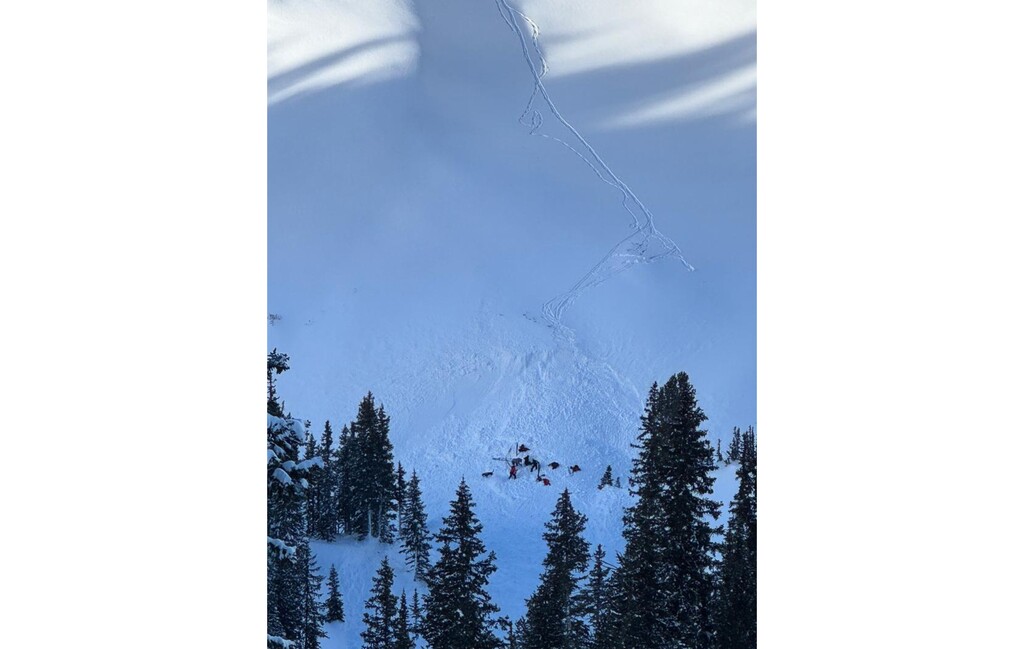 (Wasatch Backcountry Rescue) Rescuers start the excavation process to locate a man after an avalanche in the Silver Fork area of Big Cottonwood Canyon.