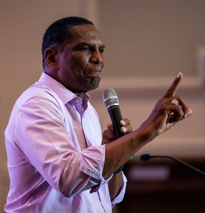 (Rick Egan | The Salt Lake Tribune) Burgess Owens has not yet confirmed whether he'll participate in Wednesday's pre-election debate sponsored by the Utah Debate Commission. Owens refused to participate in debates prior to the June primary election.