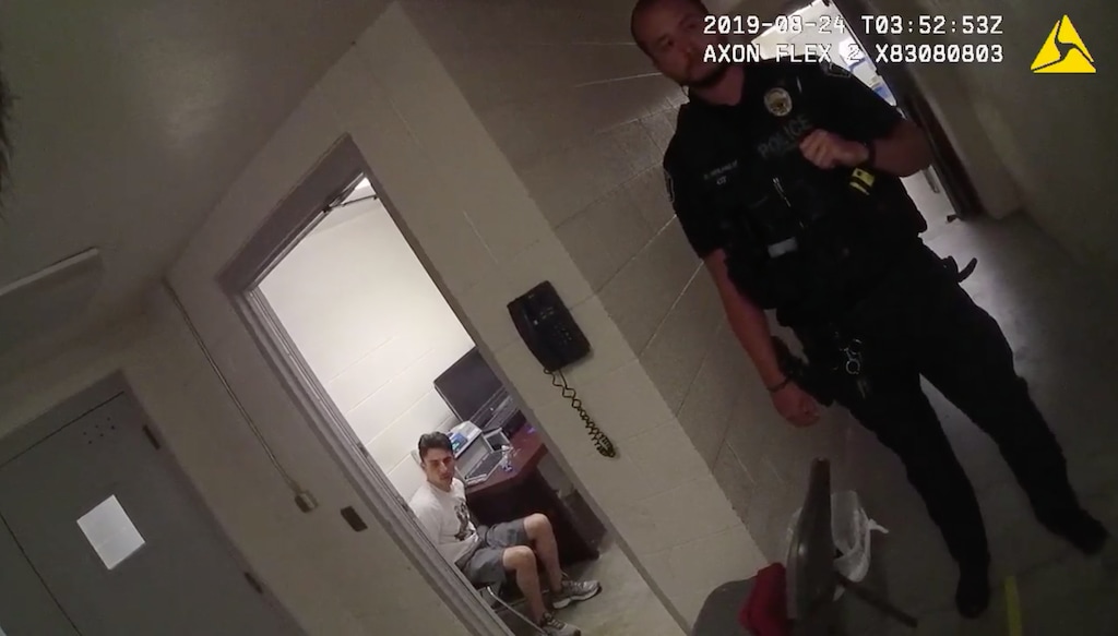(Courtesy West Valley City police) Body camera footage shows Michael Chad Breinholt at the West Valley City Police Department on Aug. 23, 2019. Sgt. Tyler Longman shot and killed Breinholt after the handcuffed man reached for another officer's gun.