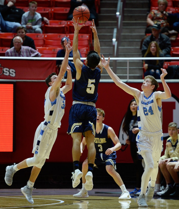 (Francisco Kjolseth  |  The Salt Lake Tribune)  Westlake vs Layton, 6A State high school basketball tournament at the Huntsman Center in Salt Lake City, Thursday March 1, 2018.