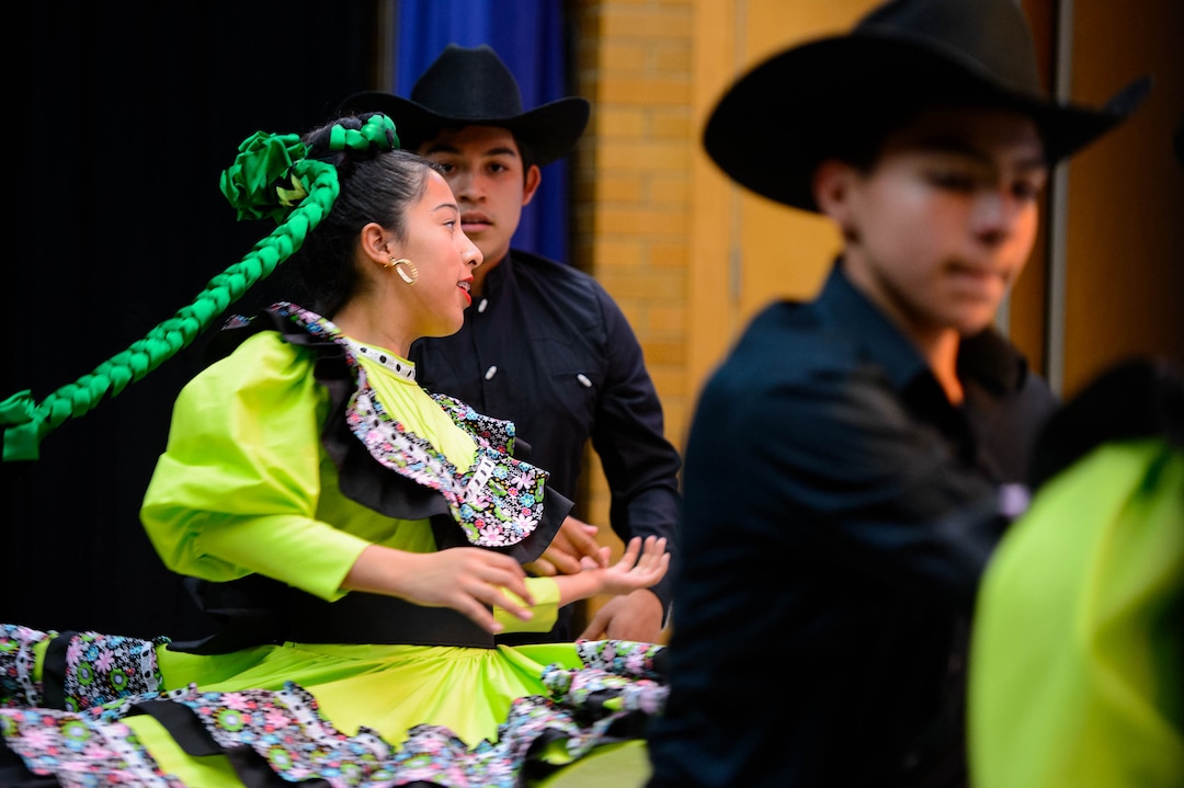 (Trent Nelson  |  The Salt Lake Tribune)  Dancers from Ballet Folklorico perform at Hillsdale Elementary on Tuesday April 30, 2019. The West Valley School celebrated Children's Day, a national observance in Mexico.