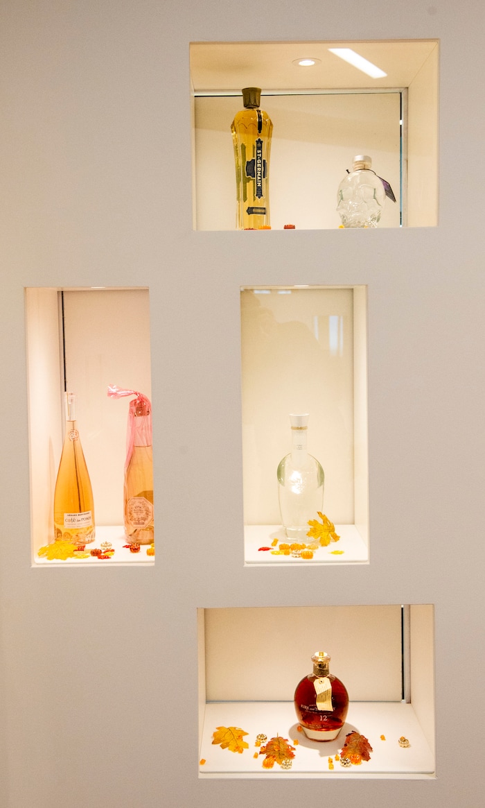(Rick Egan | The Salt Lake Tribune)  Bottles on display in the premium products room before the opening of the new state liquor and wine store in Saratoga Springs, on Monday, Nov. 16, 2020.