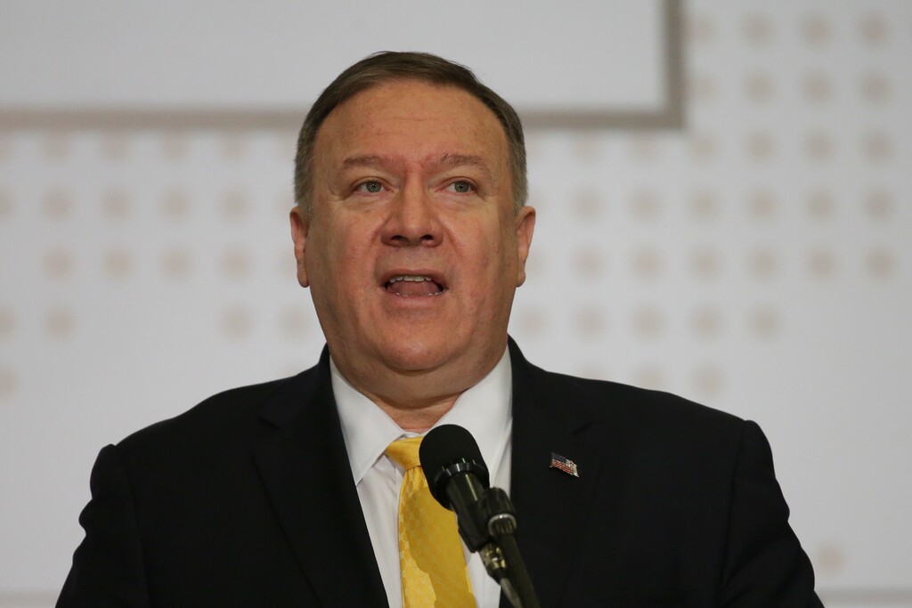 (Ivan Valencia | AP file photo)  U.S. Secretary of State Mike Pompeo speaks during the opening of a regional counter-terrorism meeting at the police academy in Bogota, Colombia, Monday, Jan. 20, 2020.